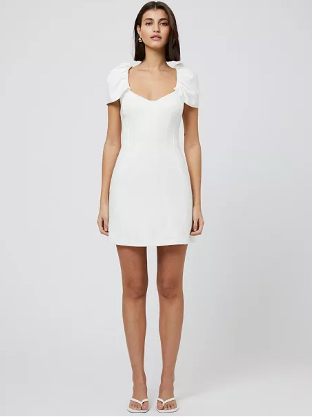 French Connection Summer White Whisper Gathered Sleeve Dress